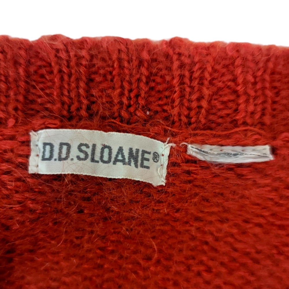 Vintage Wool Button Cardigan Sweater Womens Medium Orange DD Sloane V Neck - Picture 13 of 13